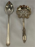 2 Beautiful Sterling Slotted Serving Spoons 1.1 oz
