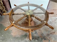 Beautiful Ships Wheel Glass Top Table