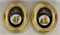 Pair of Oval Framed Porcelain Wall Plaques