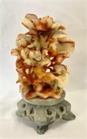 Soapstone Flower Figurine on Attached Stand