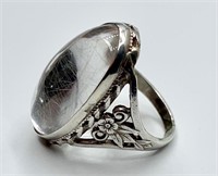 Sterling Ring with Clear Quartz Rutile Stone