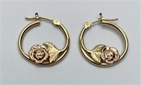 14k Yellow and Rose Gold Hoop Earrings .9g