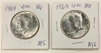 2 1964 Silver Kennedy Halves D Mint Marks