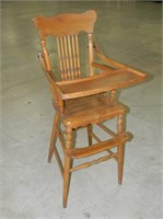 Antique wood high chair