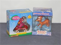 Barney & Rudolph ornaments
