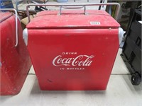 vintage coca cola cooler  w/orig tray/bottle opene