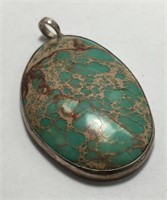 Large Sterling Silver Turquoise Pendant