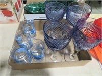 4 violet stemware & 4 juice glasses
