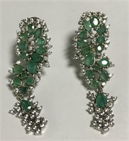 Natural Emerald Sterling Silver Earrings