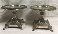 Pair Of Silver Plate Paw Foot Candle Stands
