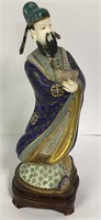 Oriental Cloisonne & Resin Figurine, Man With Bird