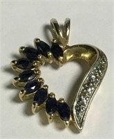 Sterling Silver Blue Stone Heart Pendant