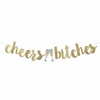 (6) CC Party Co. Gold Glitter CHEERS B*TCHES