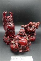Three contemporary Resin Asian carved figures