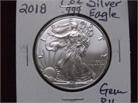 2018 1 OZ .999 SILVER EAGLE GEM BU