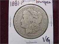 1881 P MORGAN SILVER DOLLAR 90% VG