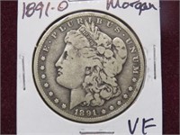 1891 O MORGAN SILVER DOLLAR 90% VF