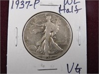 1937 P WALKING LIBERTY HALF DOLLAR 90% VG