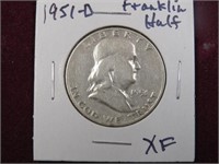 1951 D FRANKLIN HALF DOLLAR 90% XF