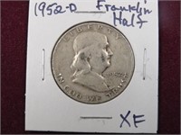 1952 D FRANKLIN HALF DOLLAR 90% XF