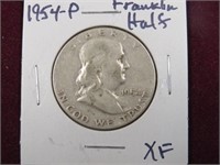 1954 P FRANKLIN HALF DOLLAR 90% XF