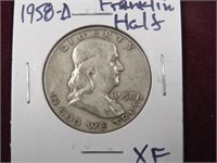 1958 D FRANKLIN HALF DOLLAR 90% XF