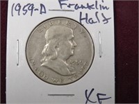 1959 D FRANKLIN HALF DOLLAR 90% XF