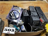 box of electronic items