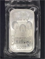1997 Happy Birthday Silver .999 Bar 1 oz