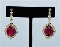 AIGL $16,820 14k 22.50ct Ruby Diamond Earrings