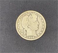 1908-O Barber Silver Half Dollar US 50c