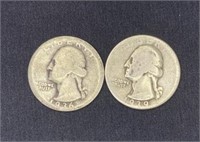 1936 & 1939 Washington Silver Quarters