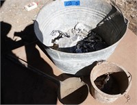 Lead pot; ladle; bucket w/lead to be melted