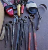 horse grooming and farrier tools