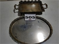 Vintage brass and mirrored jewelry trays