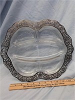 silver plate and etched dish