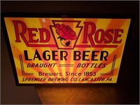 Lighted Red Rose Lager Beer Sprenger Brewing Co.
