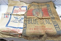 (2) Red Rose Feed Bags, Blue Seal Feed Burlap &