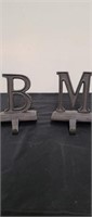 Heavy metal stocking holders, M and B, 6" tall