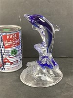 Sculpture en pâte de verre Dauphin bleuté