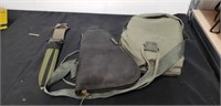 Knife sheath with bullet pouch and hand gun case