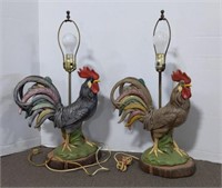 Pair of Rooster Lamps