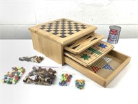 Coffret en bois de jeu de table 5 en1 dont échecs