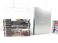 Console chromée/9 jeux PS2 dont Guitar Hero II -