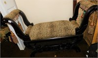 LEOPARD PRINT BENCH WITH TASSELS 30"H, 45"W