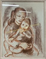 Marguerite Fainmel 20 x 26" Mother and Child