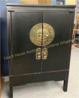 Oriental black cabinet with gold accents 41 x 67"