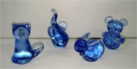 4 Glass Figurines/Paper Weights