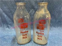 Pair of 1qt Meadow Gold Milk bottles