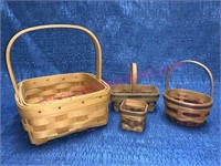 2002 Longerberger & (3) small miniature baskets